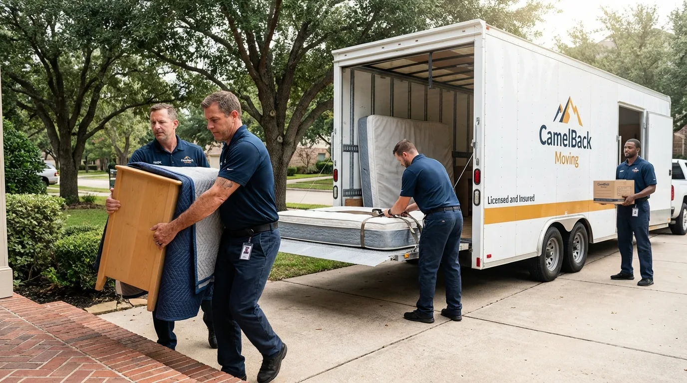 Crew loading residential truck for cross-state move from Orinda, CA